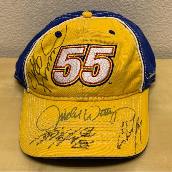 ✒️ NASCAR Autographed Michael Waltrip #55 Baseball Hat with Chad Knaus & More!